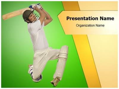 Cricket Bats Man Editable PowerPoint Template