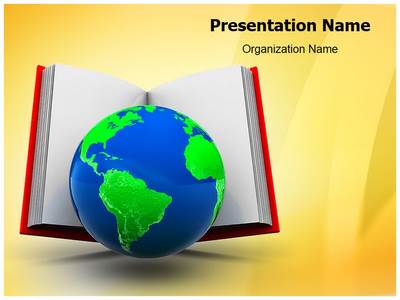 Open Book And Globe Editable PowerPoint Template