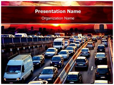 Evening Car Traffic Editable PowerPoint Template
