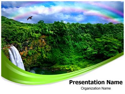 Waterfall And Rainbow Editable PowerPoint Template