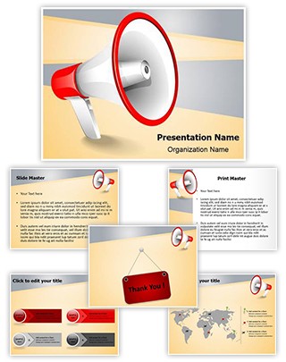 Advertisement Broadcasting Megaphone Editable PowerPoint Template