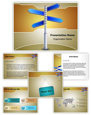 Crossroads Road Sign Editable PowerPoint Template