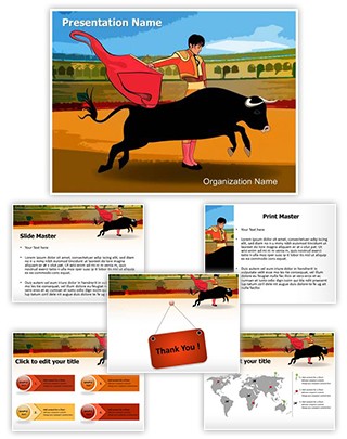 Spain Bullfighter Bullfighting Editable PowerPoint Template