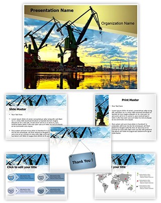 Shipyard Monumental Cranes Editable PowerPoint Template