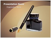 Fountain Pen Ink Editable PowerPoint Template