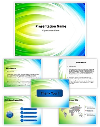 Blue With Green Abstract Editable PowerPoint Template