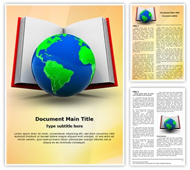 Open Book and Globe Editable Word Template