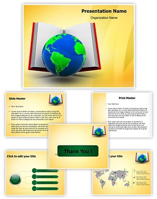 Open Book And Globe Editable PowerPoint Template