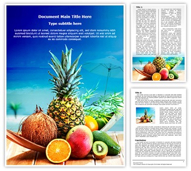 Fresh Fruits and Beach Editable Word Template