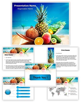 Fresh Fruits and Beach Editable PowerPoint Template