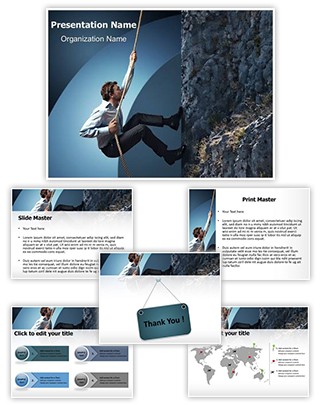 Climbing Businessman Editable PowerPoint Template