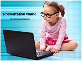 Kid Using Laptop Editable PowerPoint Template