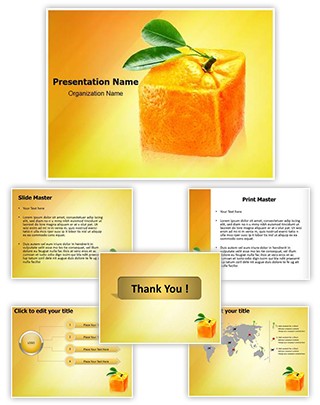Cube orange Editable PowerPoint Template