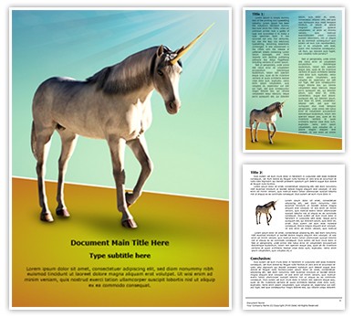 Unicorn White Horse Editable Word Template