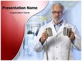 Doctor with defibrillator Editable PowerPoint Template