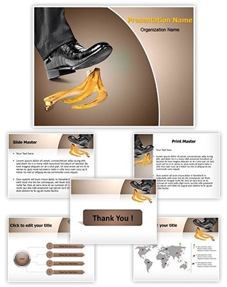 Foot on banana peel Editable PowerPoint Template