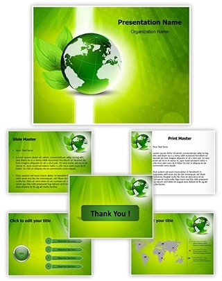 Green globe Editable PowerPoint Template