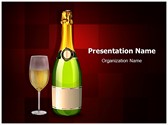 Glass and Champagne bottle Editable PowerPoint Template