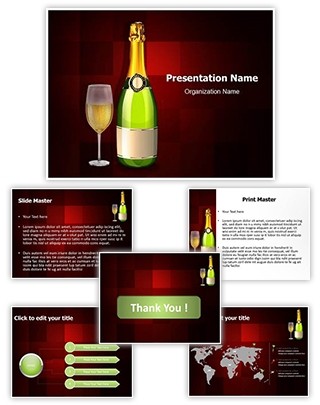 Glass and Champagne bottle Editable PowerPoint Template