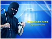 Thief Burglar Stealing Editable PowerPoint Template