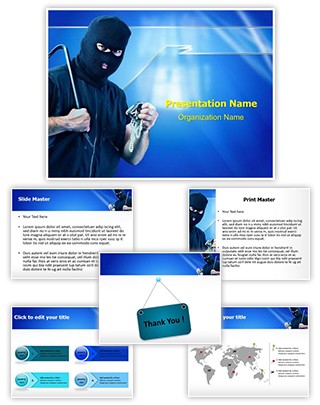 Thief Burglar Stealing Editable PowerPoint Template