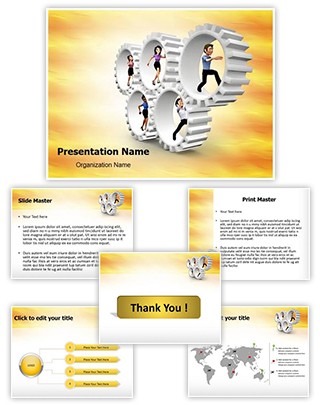 3D Gear Team Editable PowerPoint Template