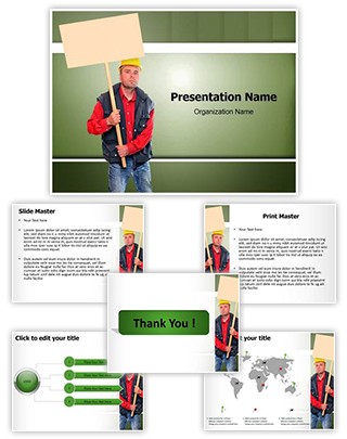Protesting Worker Editable PowerPoint Template