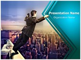 Businessman Suicide Jumping Editable PowerPoint Template
