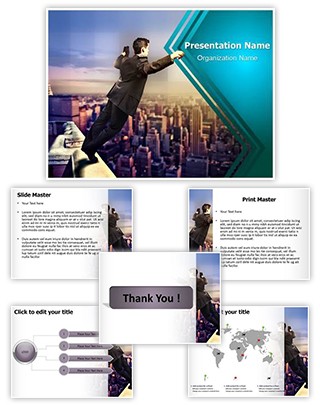 Businessman Suicide Jumping Editable PowerPoint Template