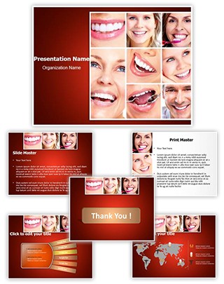 Dentistry Smiling Collage Editable PowerPoint Template