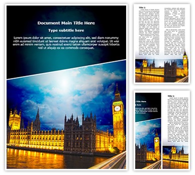 London Parliament Big Ben Editable Word Template