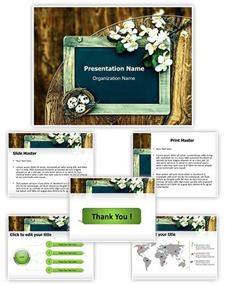 Chalkboard Nest Flowers Editable PowerPoint Template