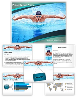 Swimmer Butterfly Stroke Editable PowerPoint Template
