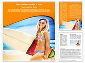 Female Surfer Editable PowerPoint Template