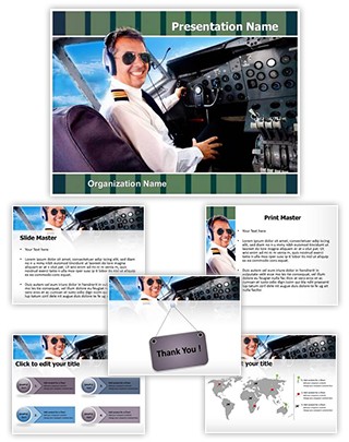 Pilot Airplane Cockpit Editable PowerPoint Template