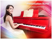 Lady On Piano Editable PowerPoint Template