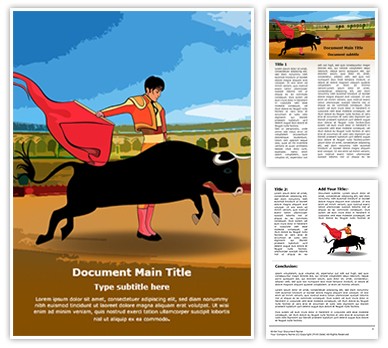 Spain Bullfighter Bullfighting Editable Word Template