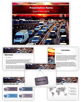 Evening Car Traffic Editable PowerPoint Template