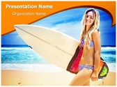 Female Surfer Editable PowerPoint Template