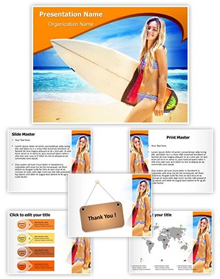 Female Surfer Editable PowerPoint Template