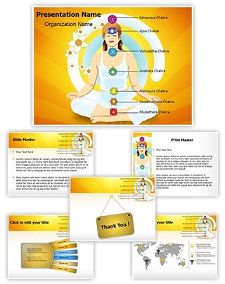 Yoga Lotus Position Seven Chakras Editable PowerPoint Template