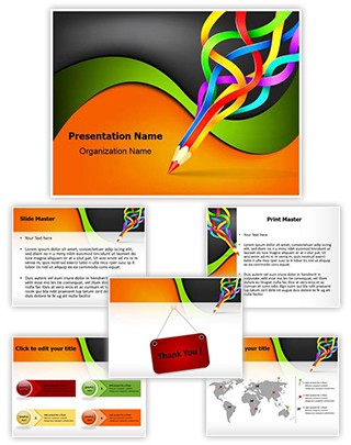 Colorful Pencil Art Editable PowerPoint Template