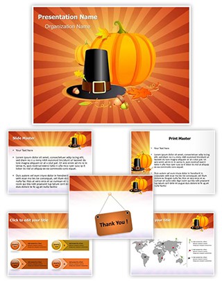 Autumn Thanksgiving Pilgrim Editable PowerPoint Template