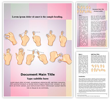 Hand Multitouch Gestures Editable Word Template