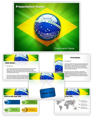 Brazil Football Flag Editable PowerPoint Template