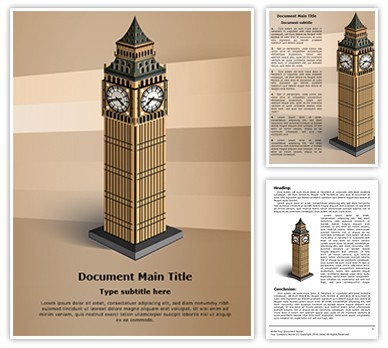 London Big Ben Tower Editable Word Template