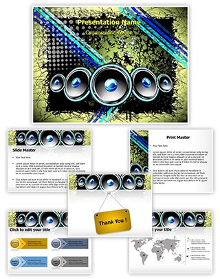 Disco Speakers Background Editable PowerPoint Template