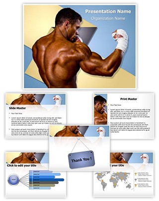 Kick Boxer Kickboxing Editable PowerPoint Template
