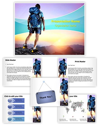 Tourist Hiking Adventure Sports Editable PowerPoint Template