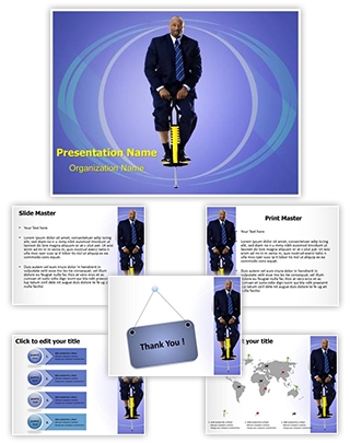 Businessman Pogo Stick Editable PowerPoint Template